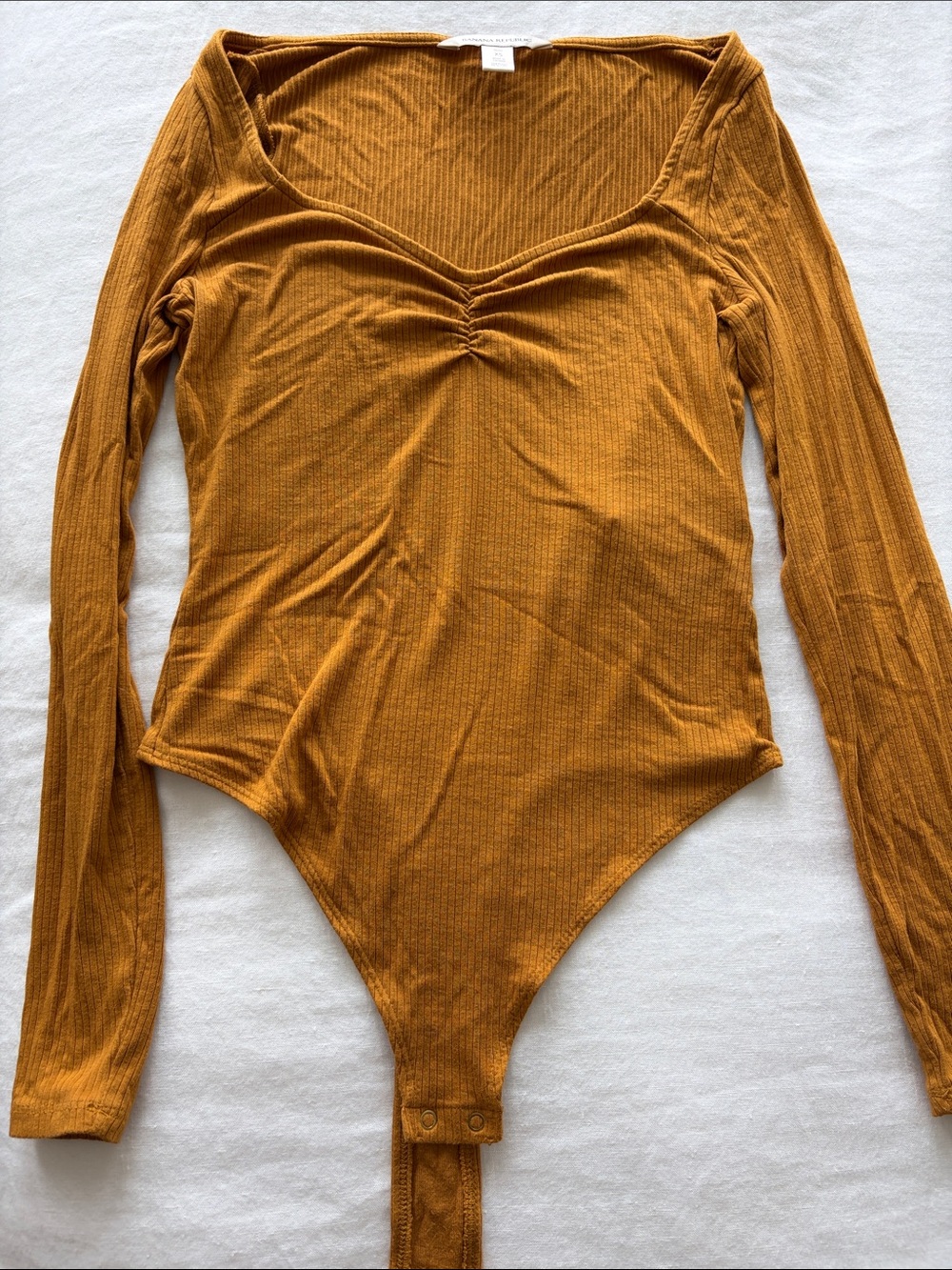 Banana Republic Mustard Ribbed Long Sleeve Bodysuit